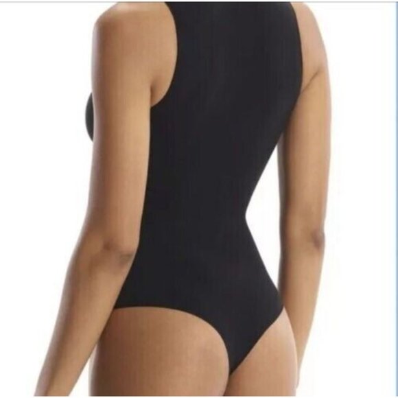 Commando Ballet Bodysuit One Size Black Mock Neck Thong Lightweight Sleeveless - Picture 3 of 3